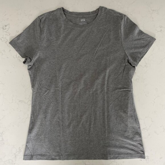 Lord + Taylor Casual SS Crew Neck Cotton Elastane T Shirt Top Grey Sz L NWOT - Picture 10 of 10